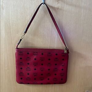 MCM Red Clutch with Iconic Monogram